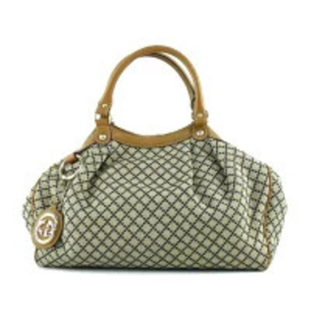 Gucci Diamante Sukey canvas leather tote Shoulder bag Beige Brown